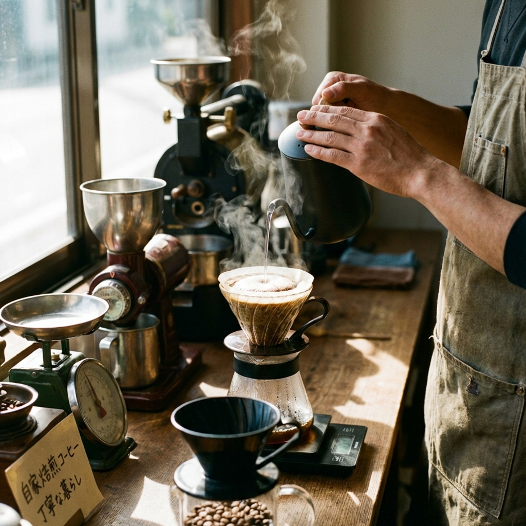 ハンドドリップでコーヒーを淹れる様子のイメージ